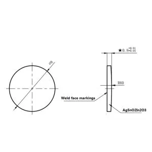 Oxyde d'étain argent oxyde d'indium en contact intérieurement oxydé en contact
